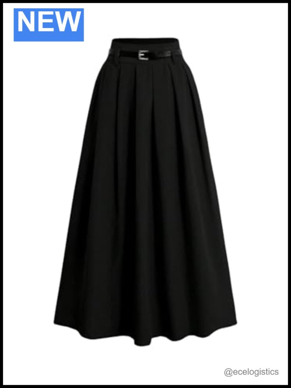 Womens Pleated Maxi Skirt A Line High Waist with Pockets Lightweight